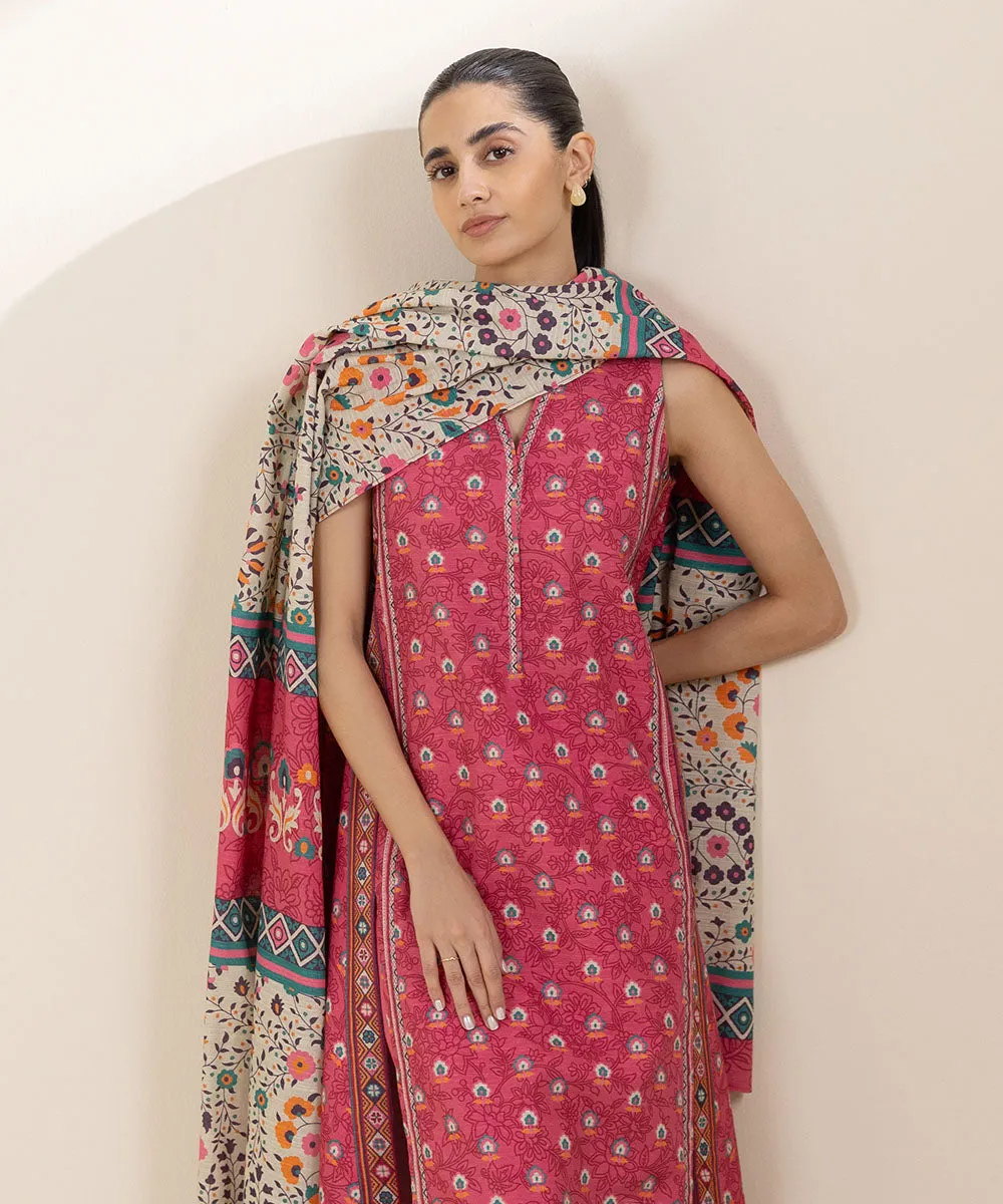 3 Piece - Printed Light Khaddar Suit