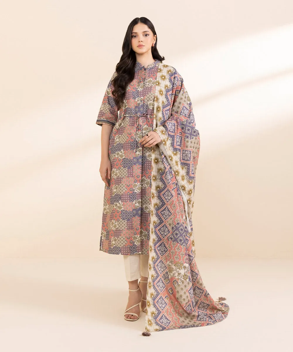 3 Piece - Printed Light Khaddar Suit