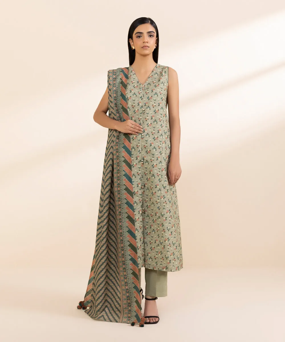 3 Piece - Printed Light Khaddar Suit