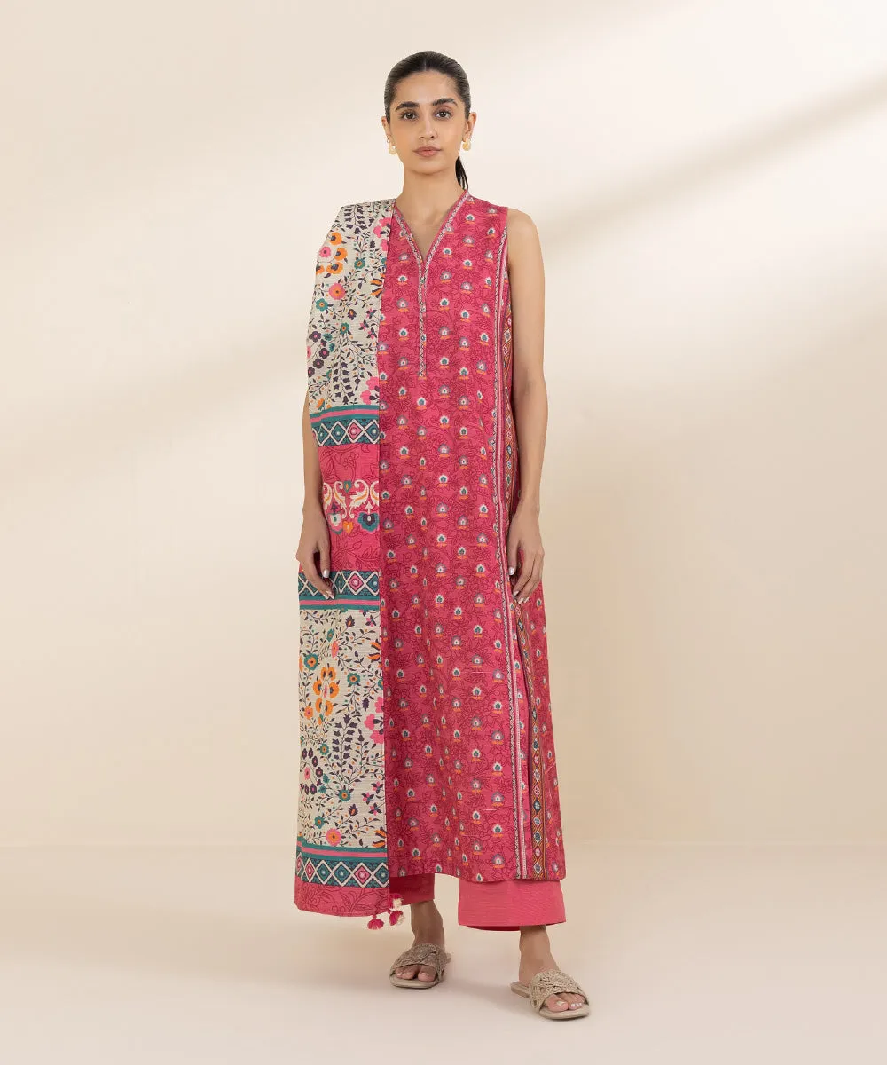 3 Piece - Printed Light Khaddar Suit