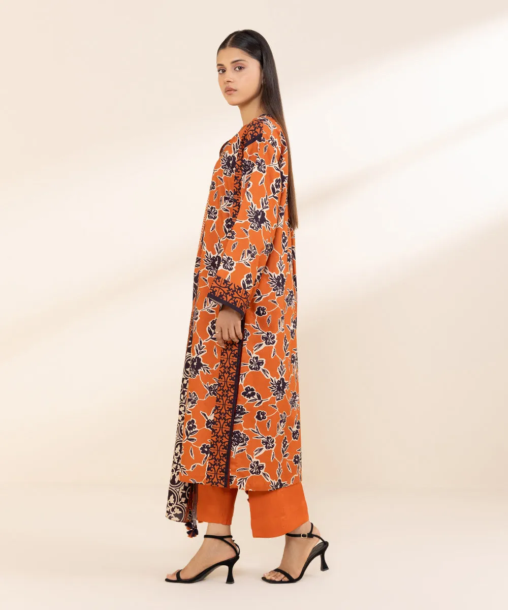 3 Piece - Printed Linen Suit