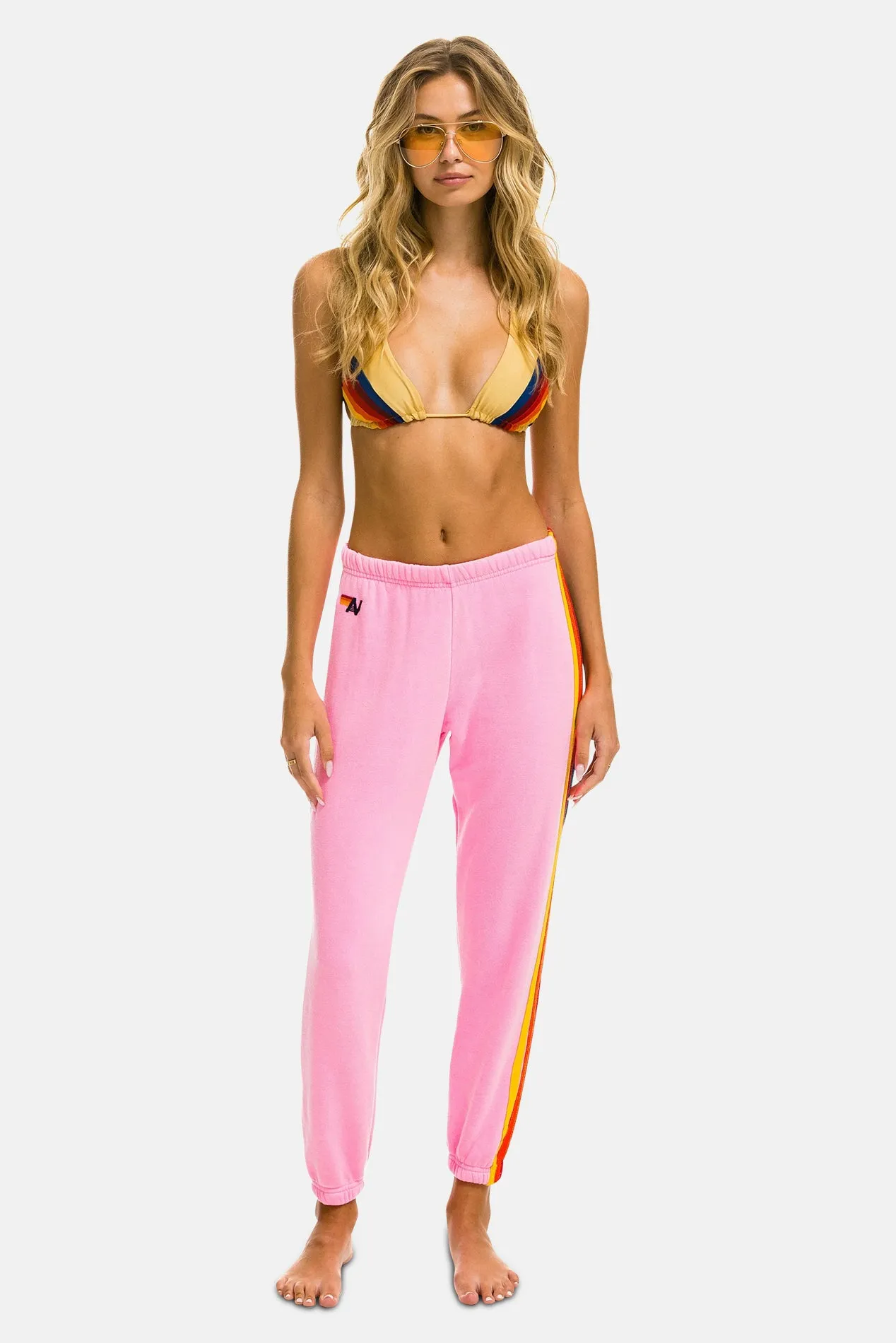 5 Stripe Sweatpants Neon Pink/Yellow Purple