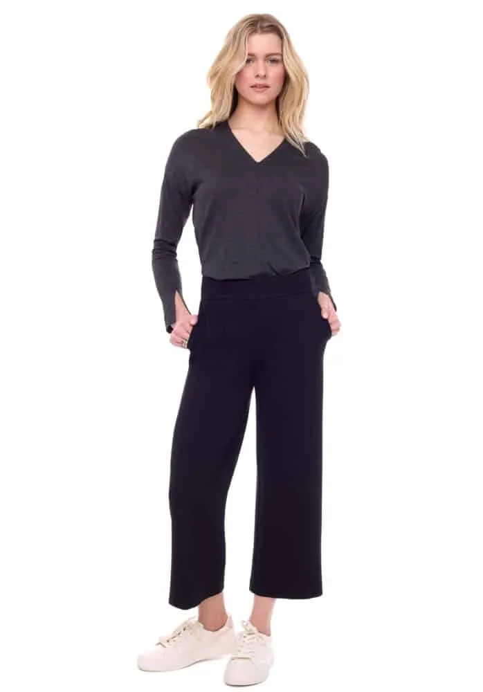 Black Wide-Leg Cropped Pants - Style 67928