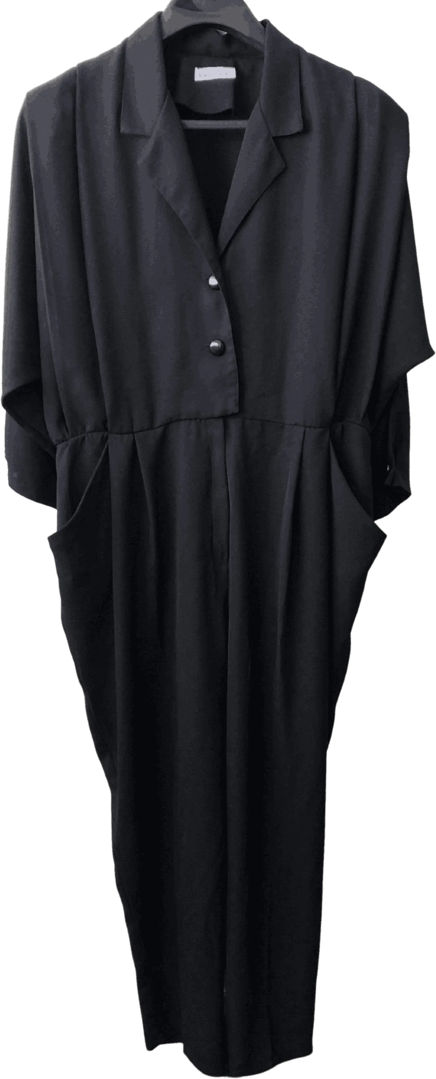 '80’s Black Jumpsuit with Dolman Sleeves by Lew Magram