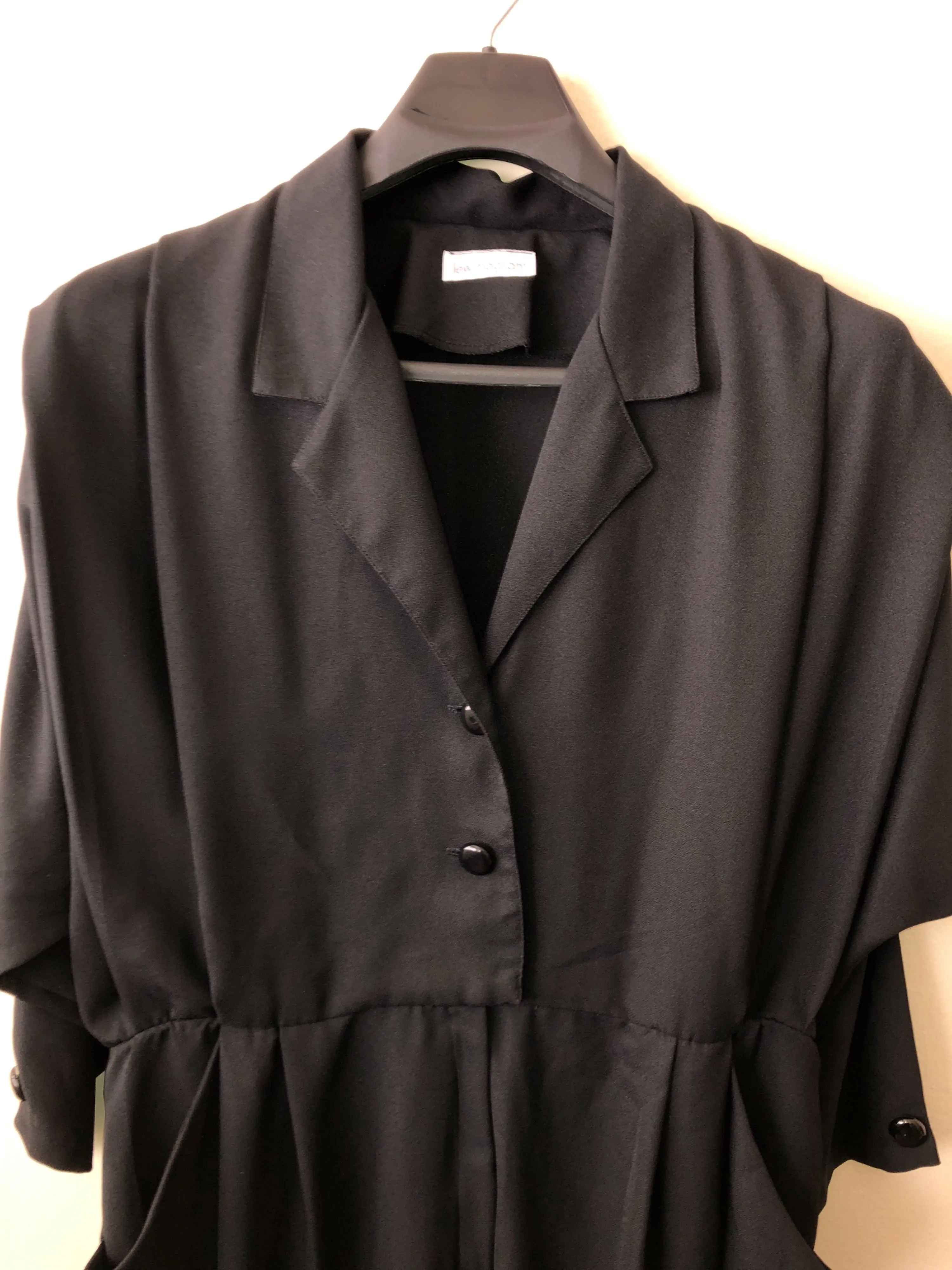 '80’s Black Jumpsuit with Dolman Sleeves by Lew Magram