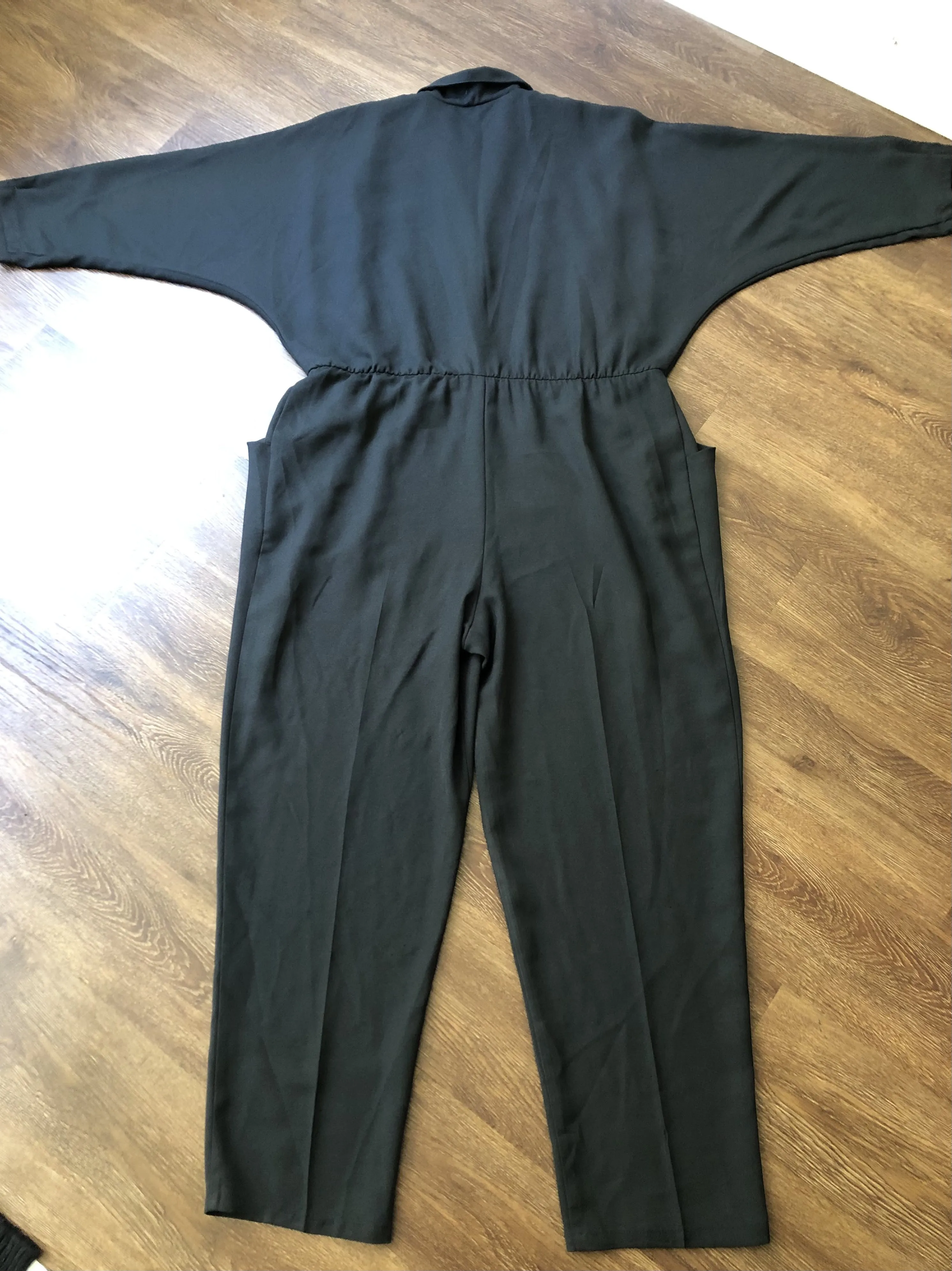 '80’s Black Jumpsuit with Dolman Sleeves by Lew Magram