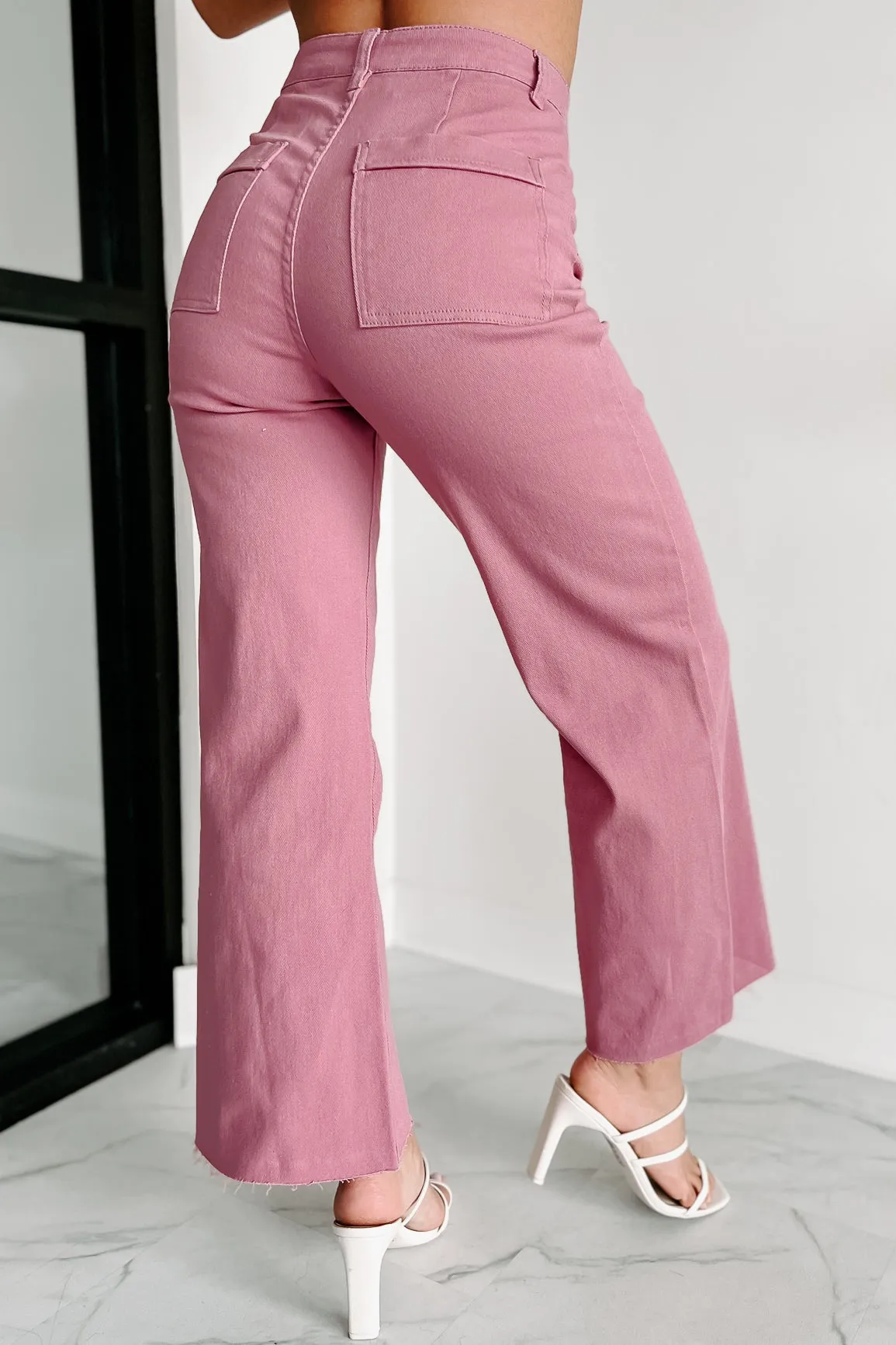 According To Plan High Rise Wide Leg Crop Jeans (Wild Rose)