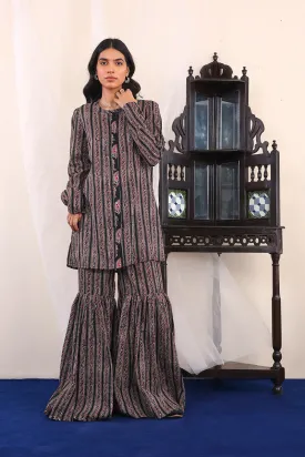 Ajrak Block Gharara Set