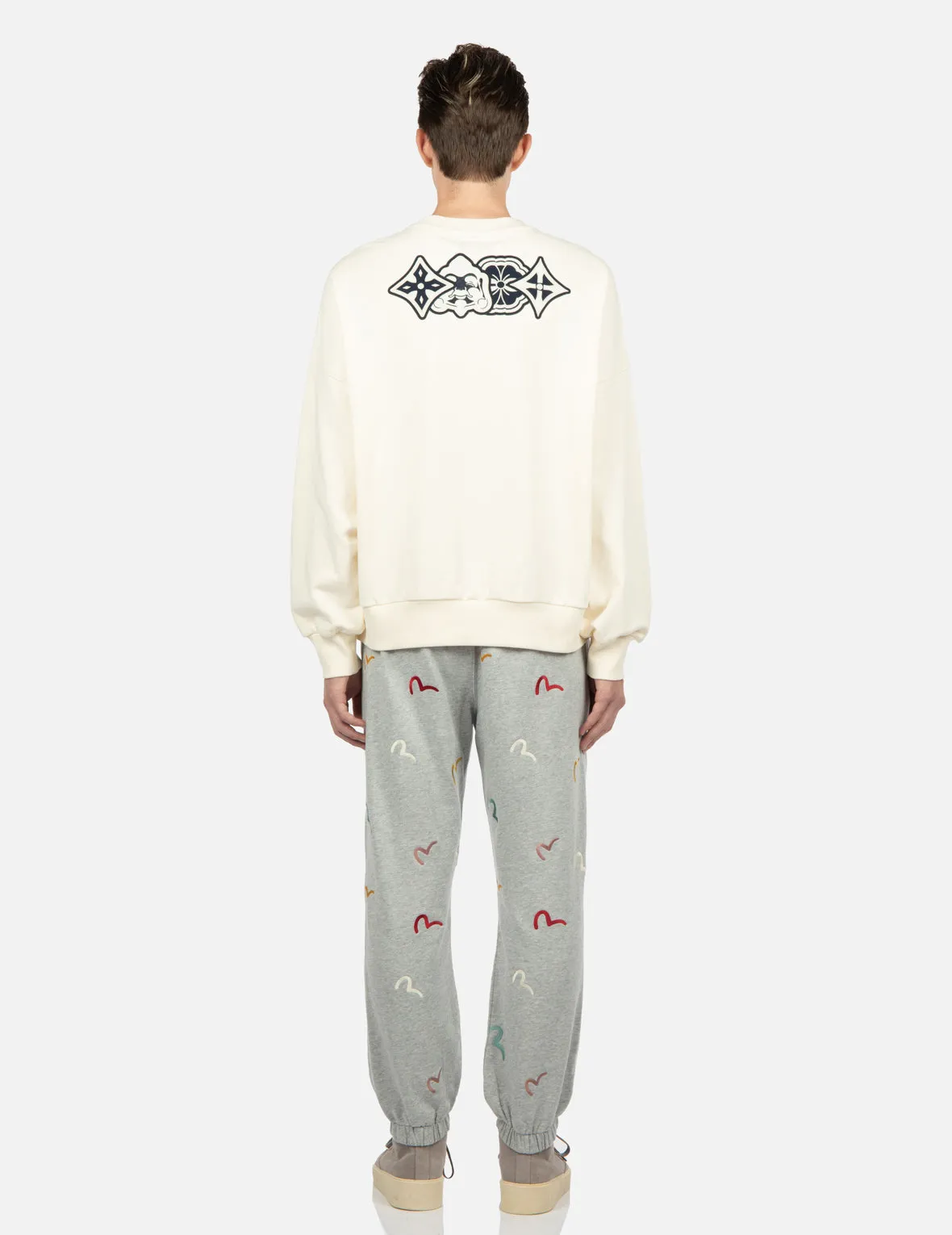 Allover Seagull Embroidery Sweatpants