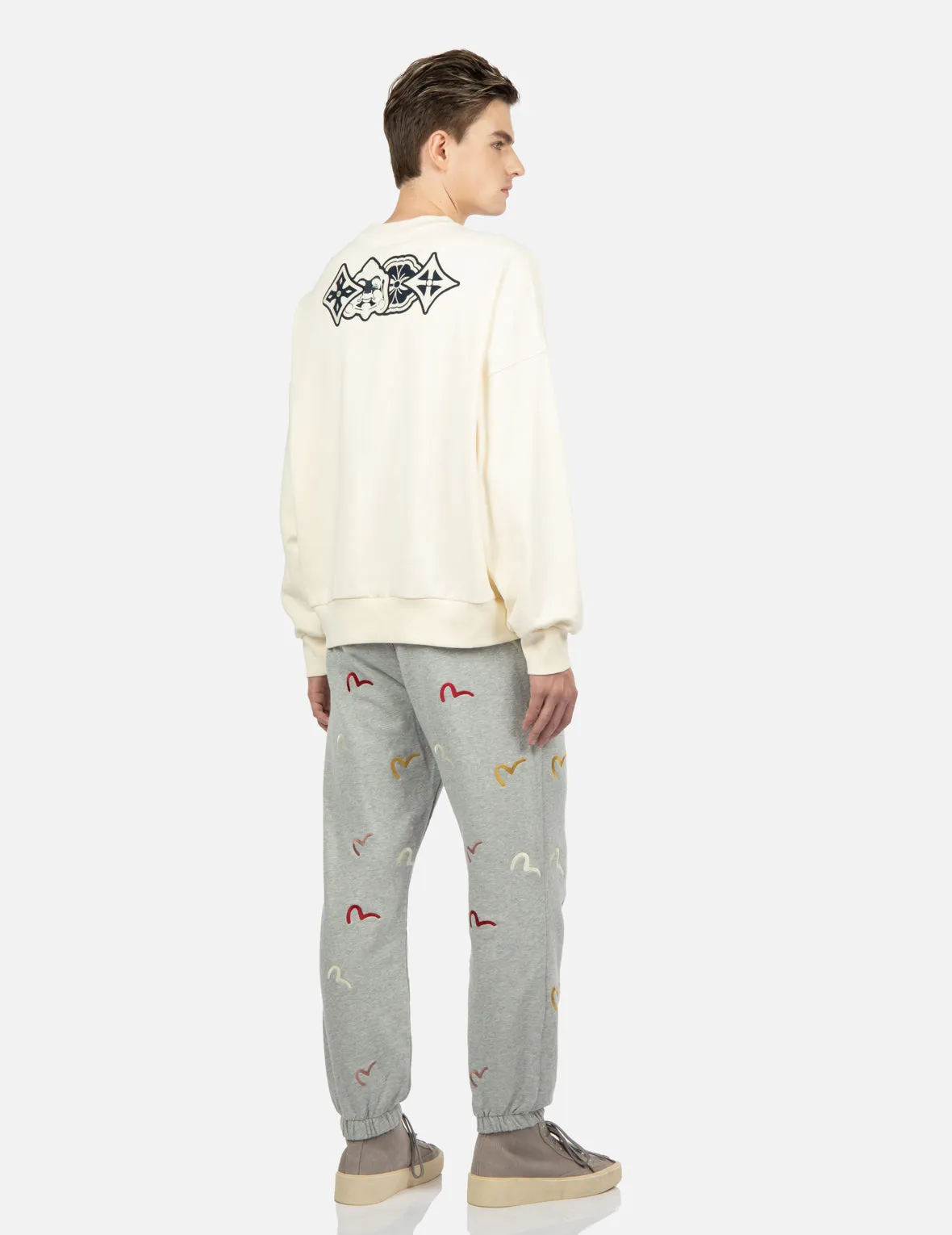 Allover Seagull Embroidery Sweatpants