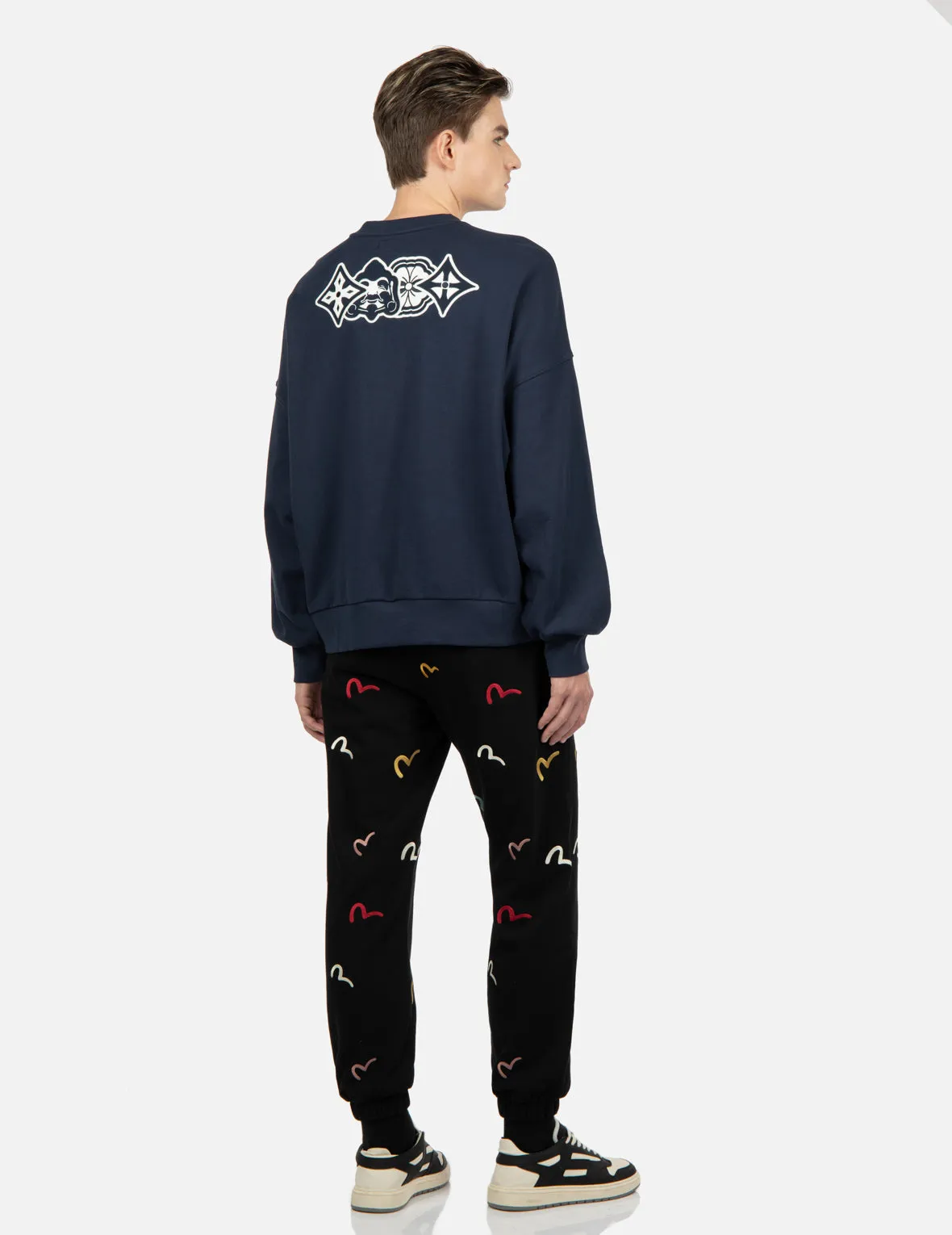 Allover Seagull Embroidery Sweatpants