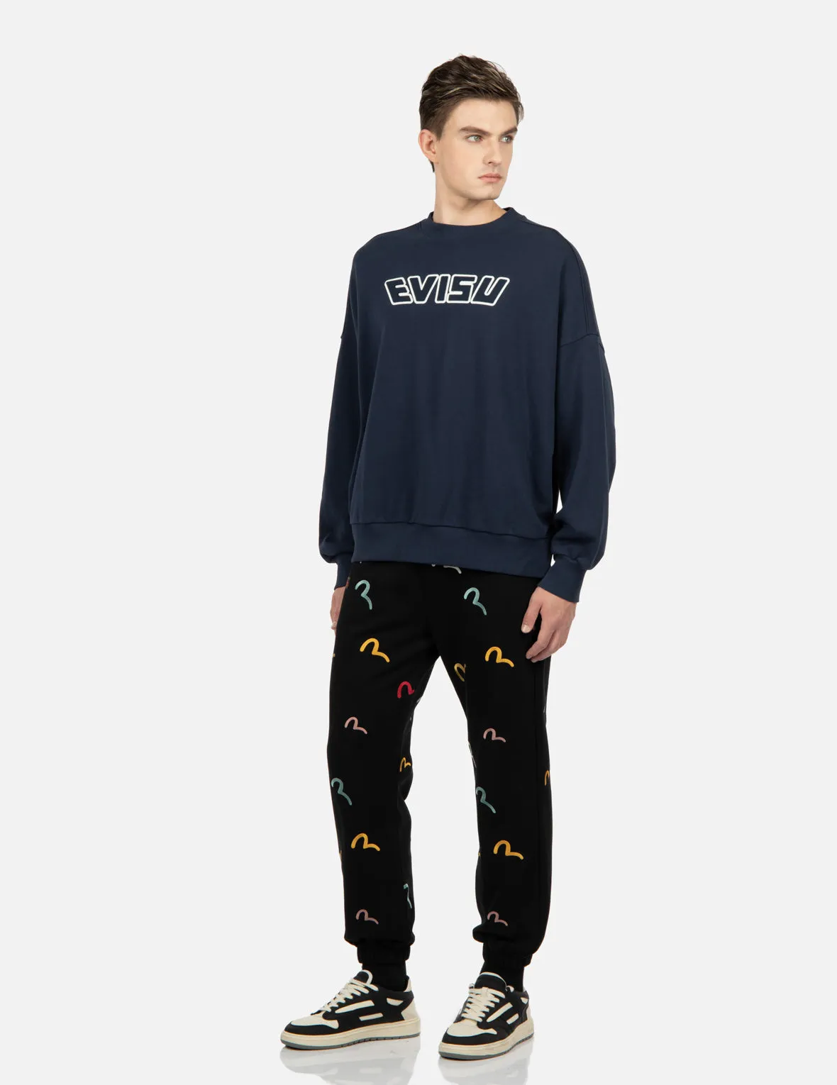 Allover Seagull Embroidery Sweatpants