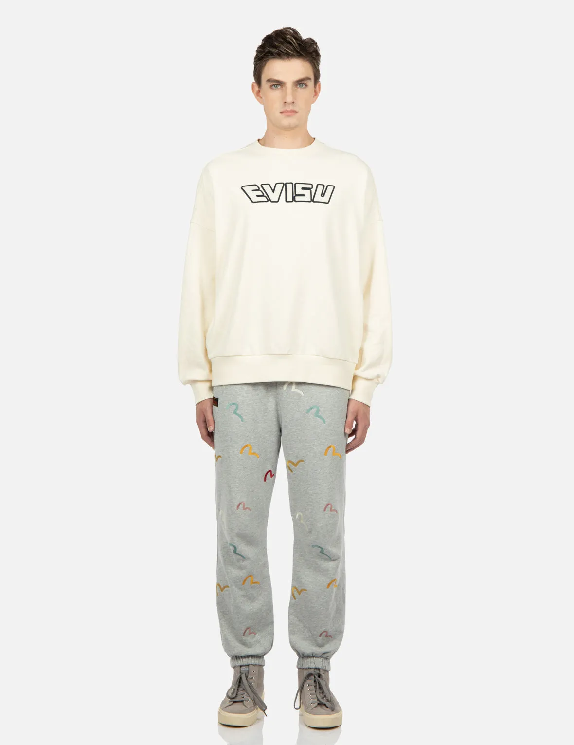 Allover Seagull Embroidery Sweatpants