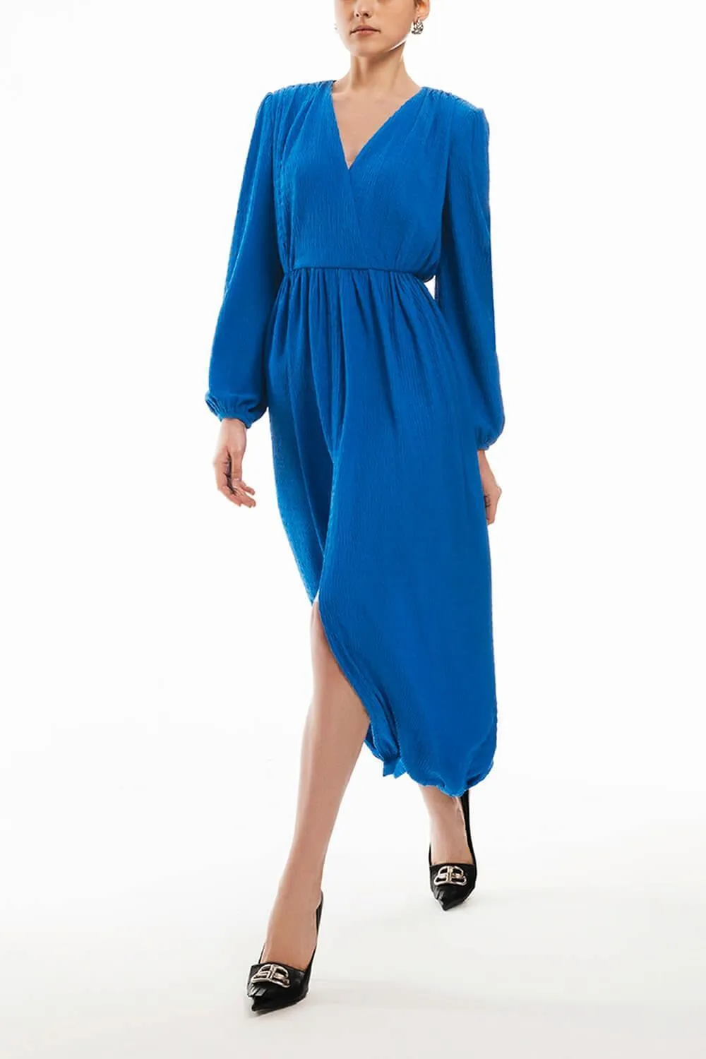 Amina Blouson V-Neck Jersey Ankle Length Dress