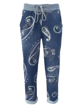 Anne   Kate Italian Paisley Dark Denim Pants 14-18