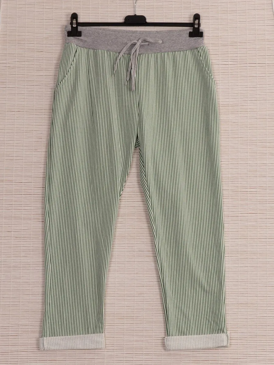 Anne   Kate Italian Ragusa Stripe Green Pants 14-18