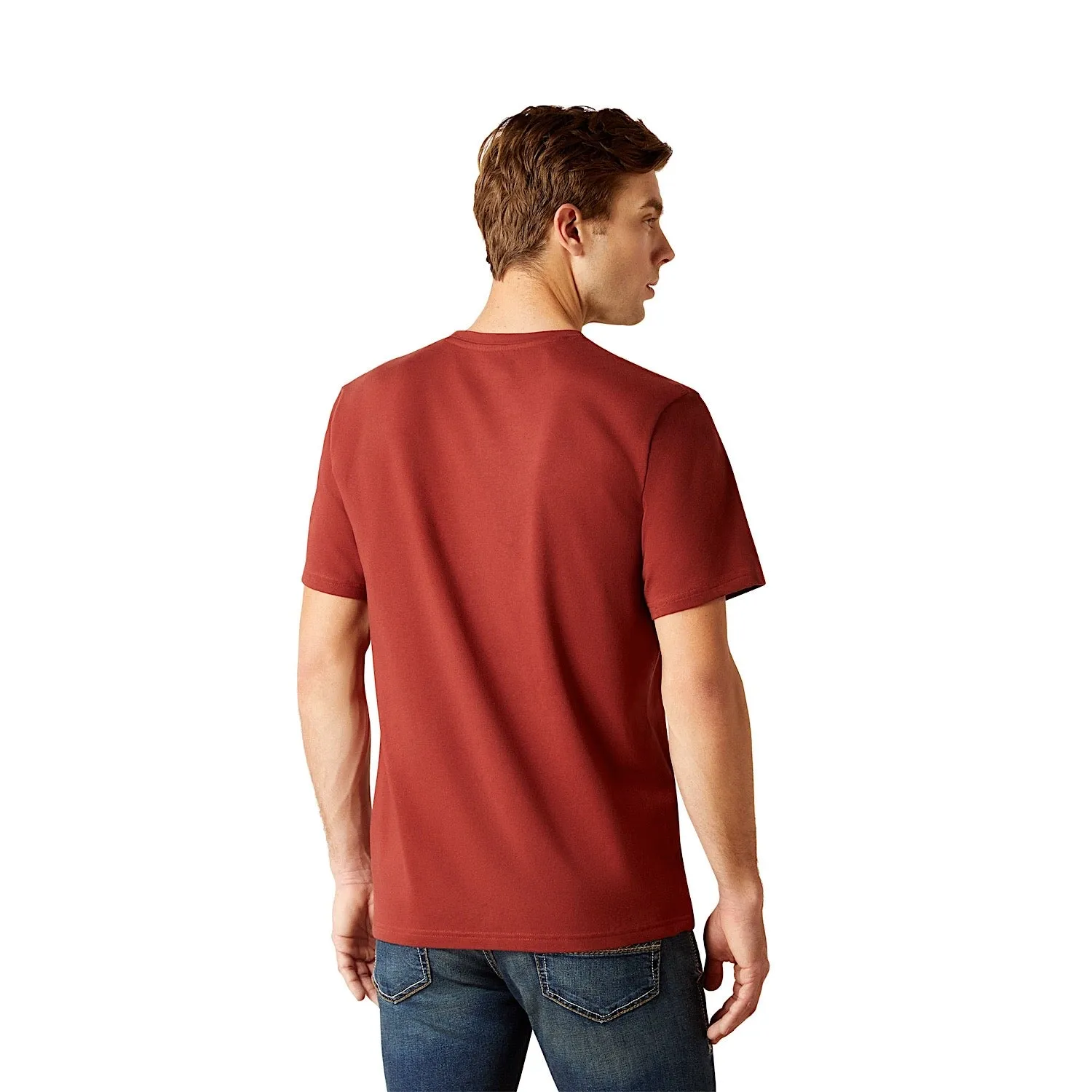 ARIAT Mens Vertical Logo S/S Tee Fired Brick