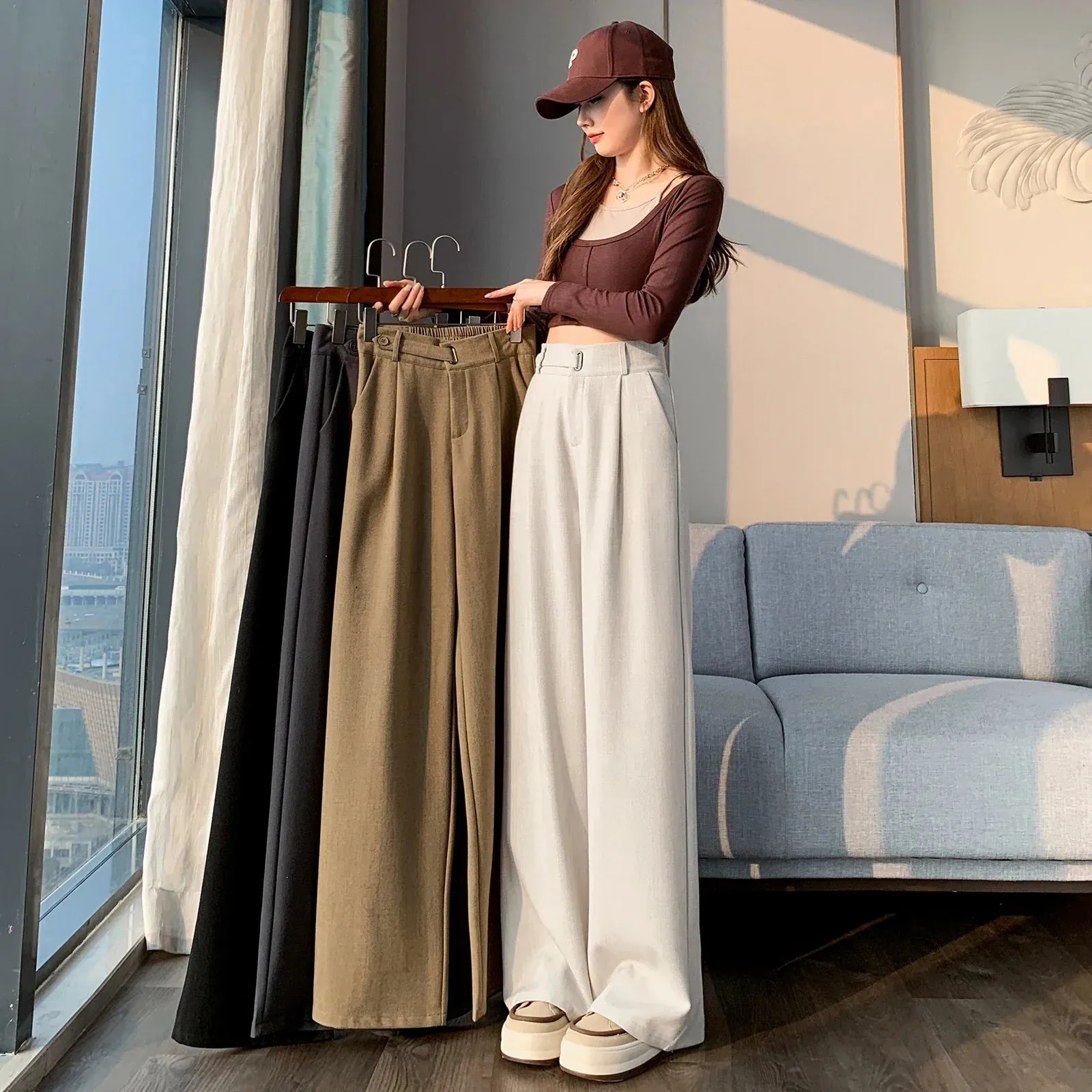 Baggy Pants Vintage Office Lady Elegant Casual Trousers Work High Pants