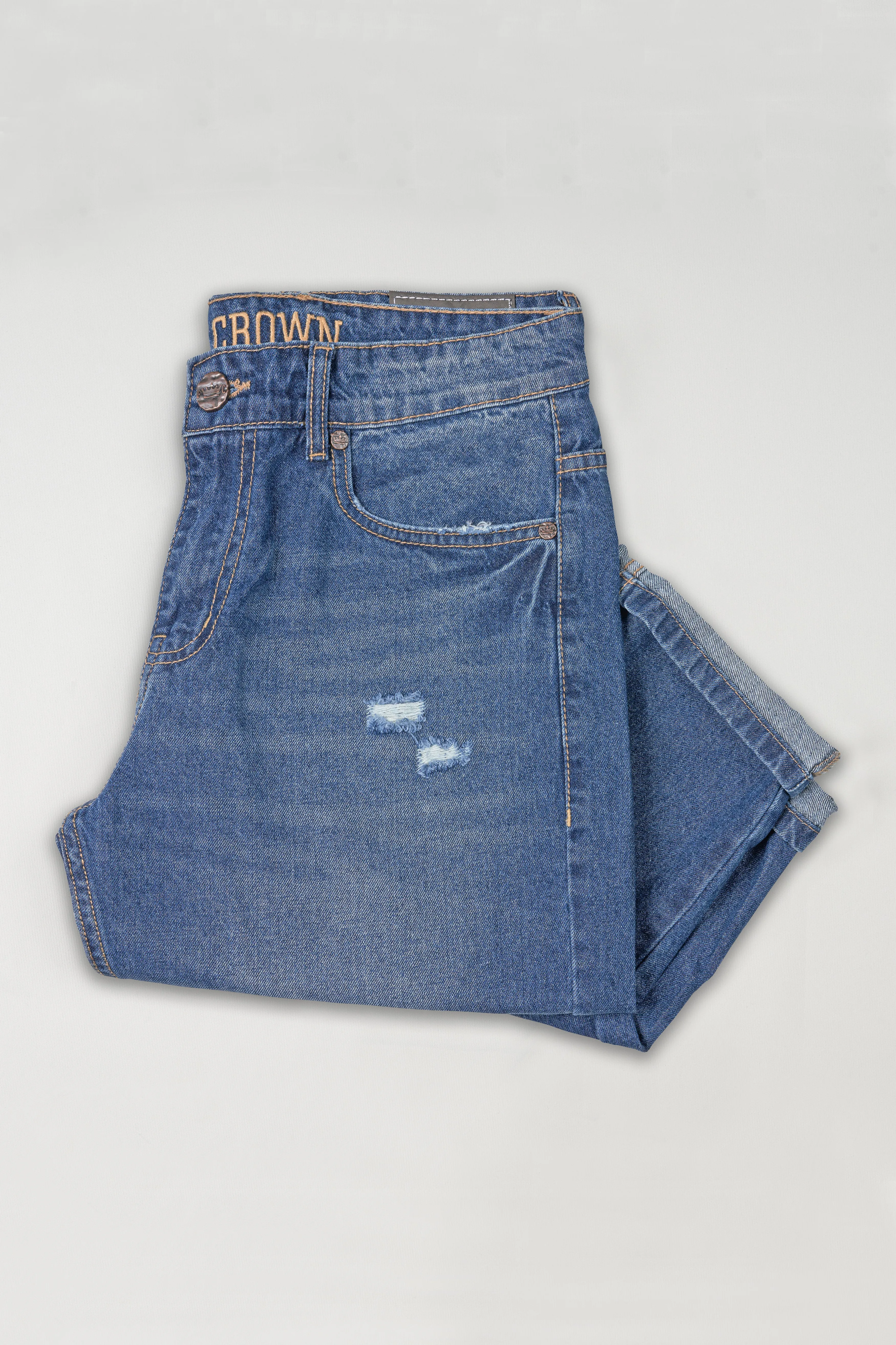 Bayoux Blue Mildly Distressed Whiskering Wash Denim