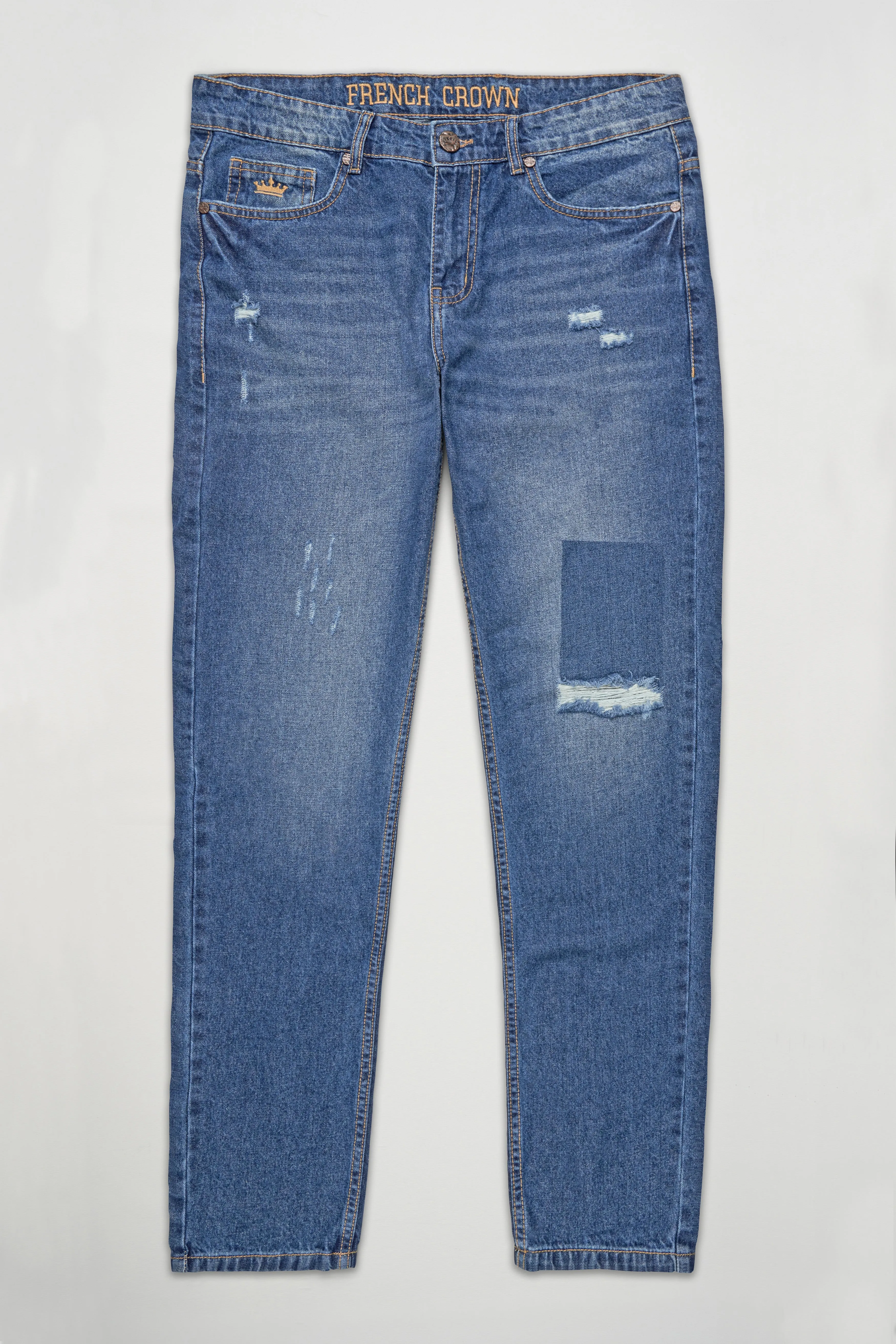 Bayoux Blue Mildly Distressed Whiskering Wash Denim