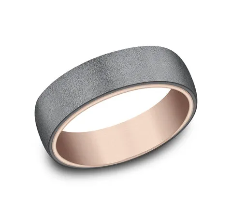 Benchmark 14k Rose Gold and Tantalum 6.5mm Band RIRCF9665034TA14KR10