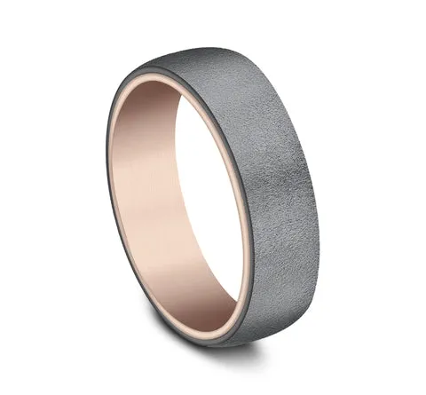 Benchmark 14k Rose Gold and Tantalum 6.5mm Band RIRCF9665034TA14KR10