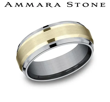 Benchmark 14k Yellow Gold and Tantalum 8mm Band CF378854GTA14KY10