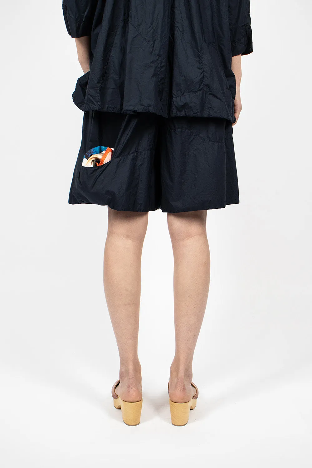 Navy Blue Reflective Bermuda Shorts for Active Wear