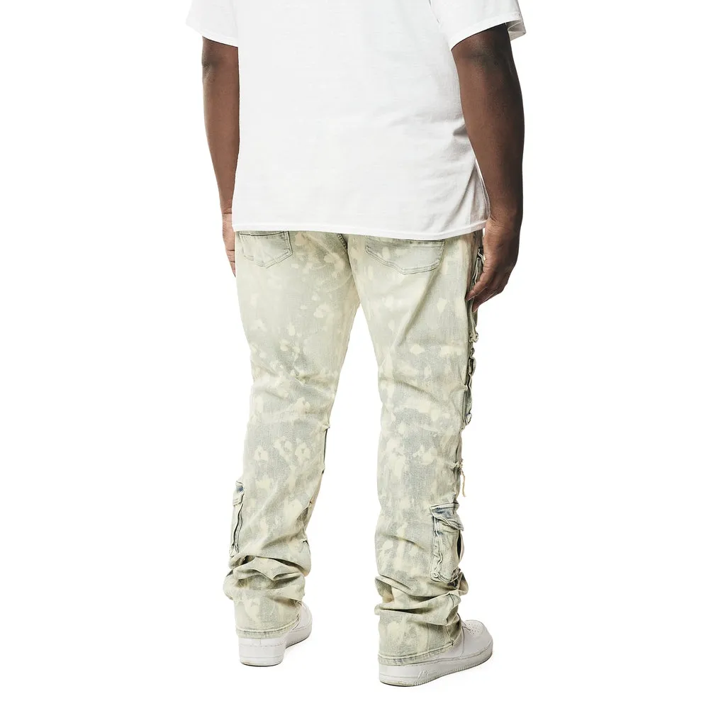 Big and Tall - Utility Multi Colored Cargo Stacked Denim Jeans - Seafoam