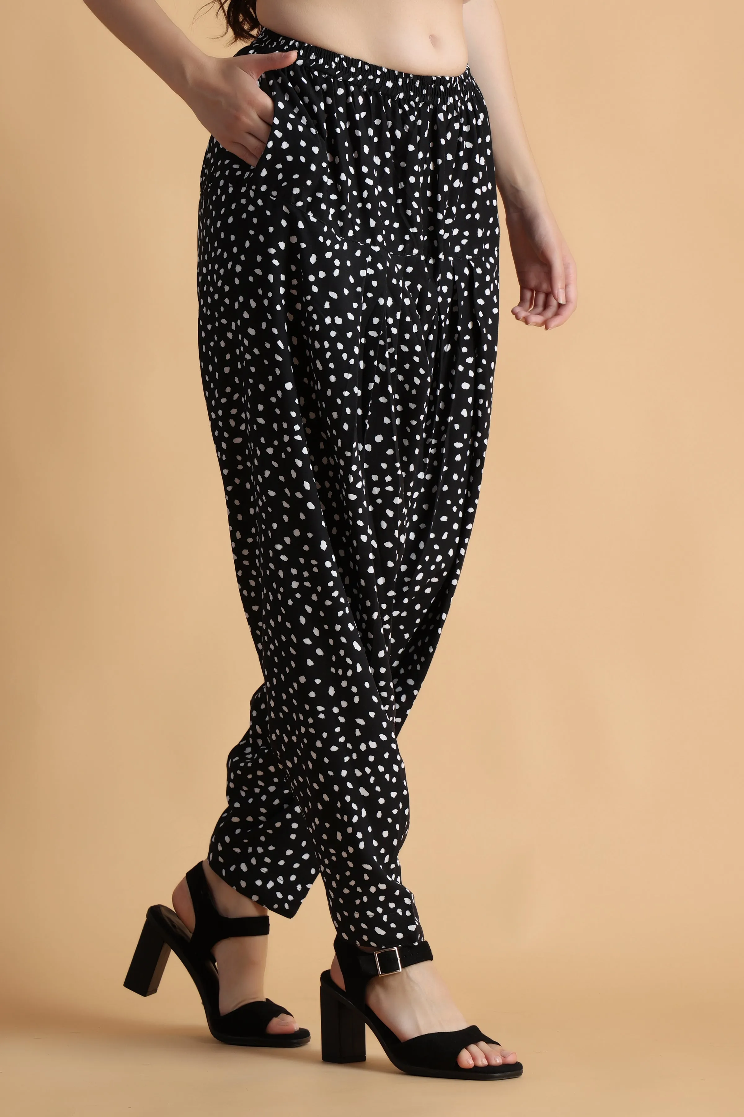 Black Polka Easy Fit Salwar