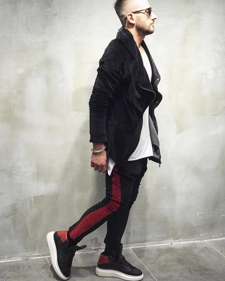 Black Red Stripe Jogger Pant SJ252 Streetwear Jogger Pants