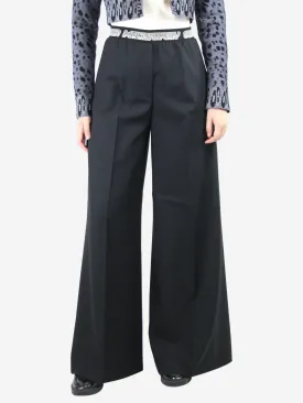 Black wide-leg wool tailored trousers - size UK 6