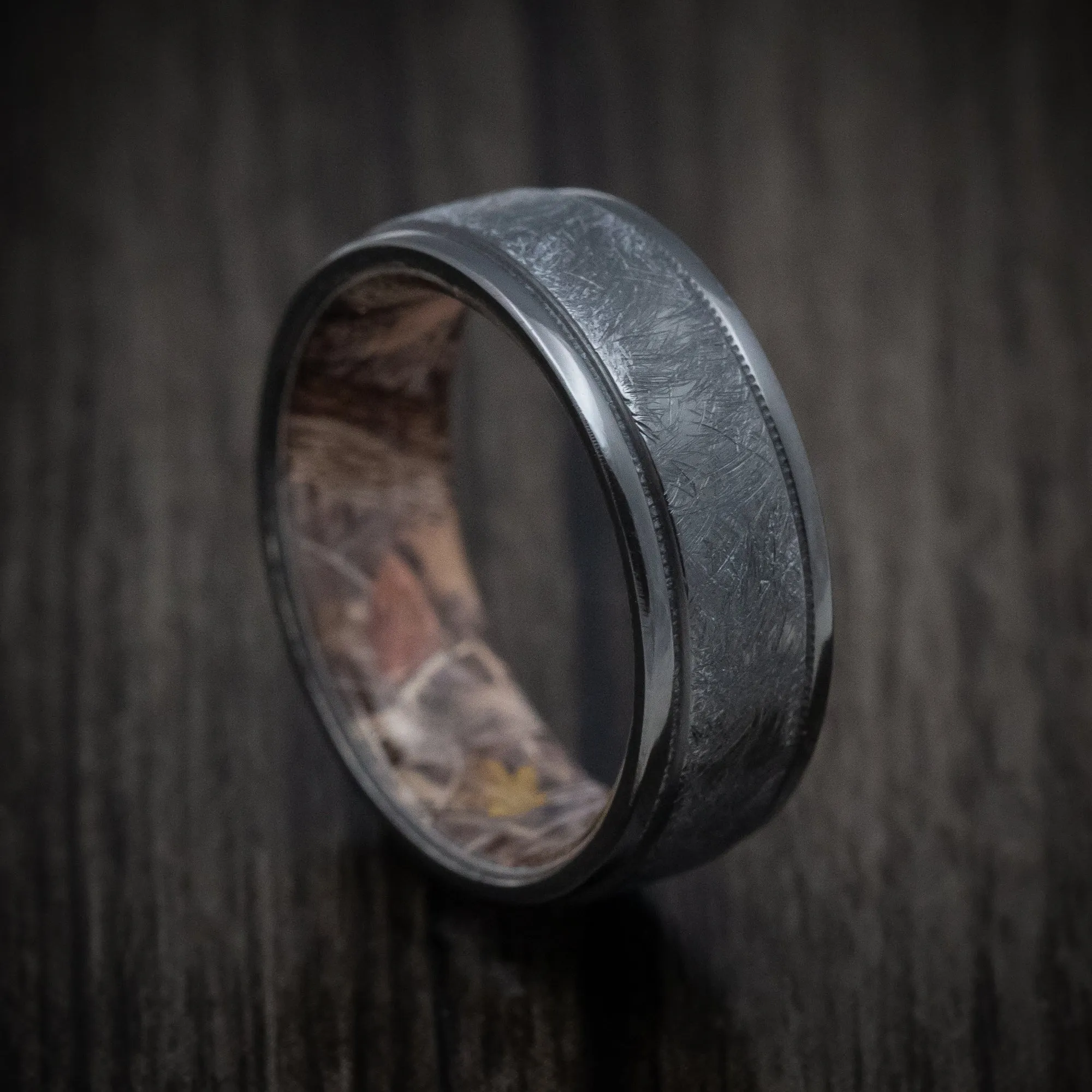 Black Zirconium and King's Camo Men's Ring Custom Made Band