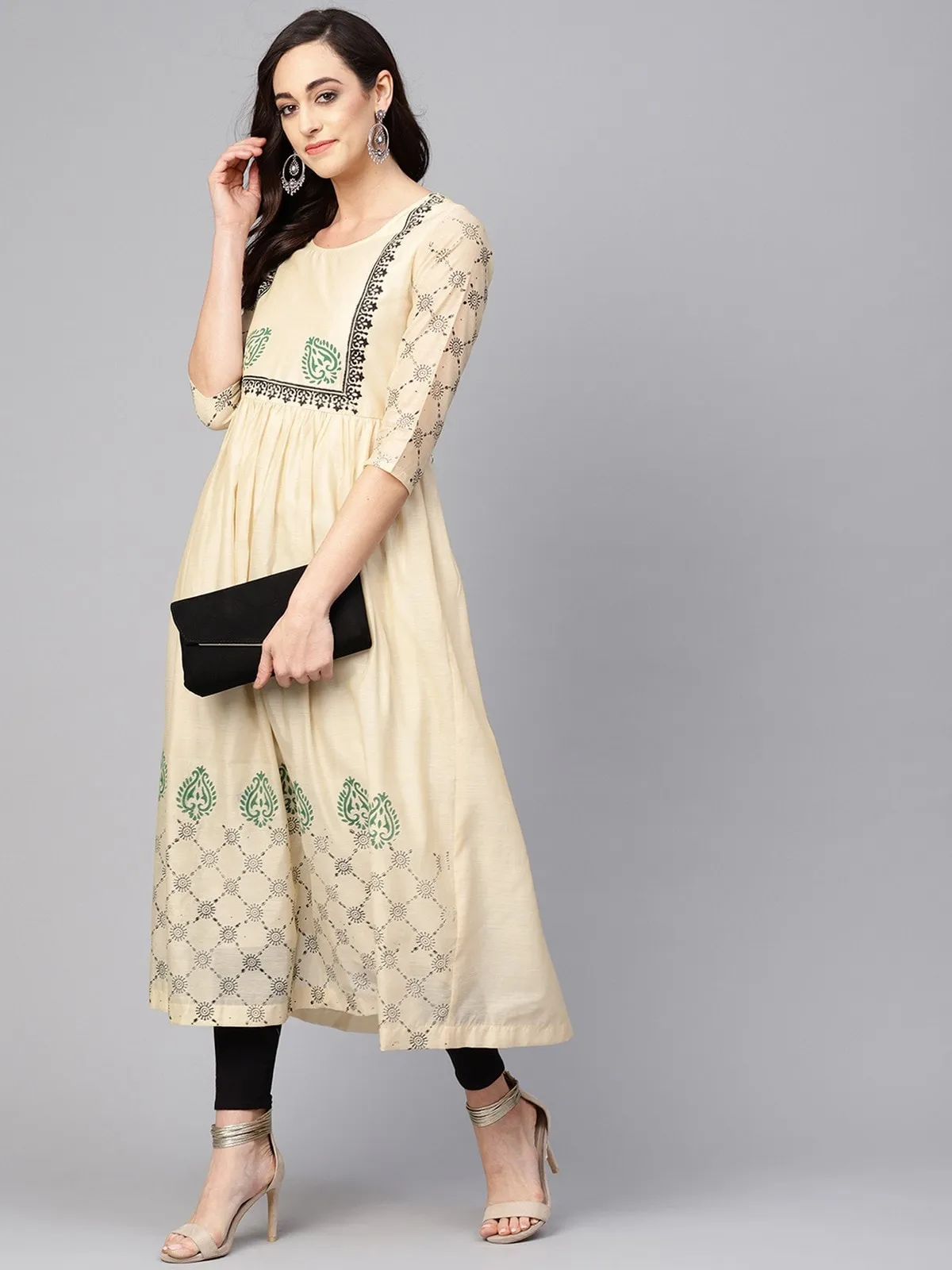 Block Printed Flared Kurta