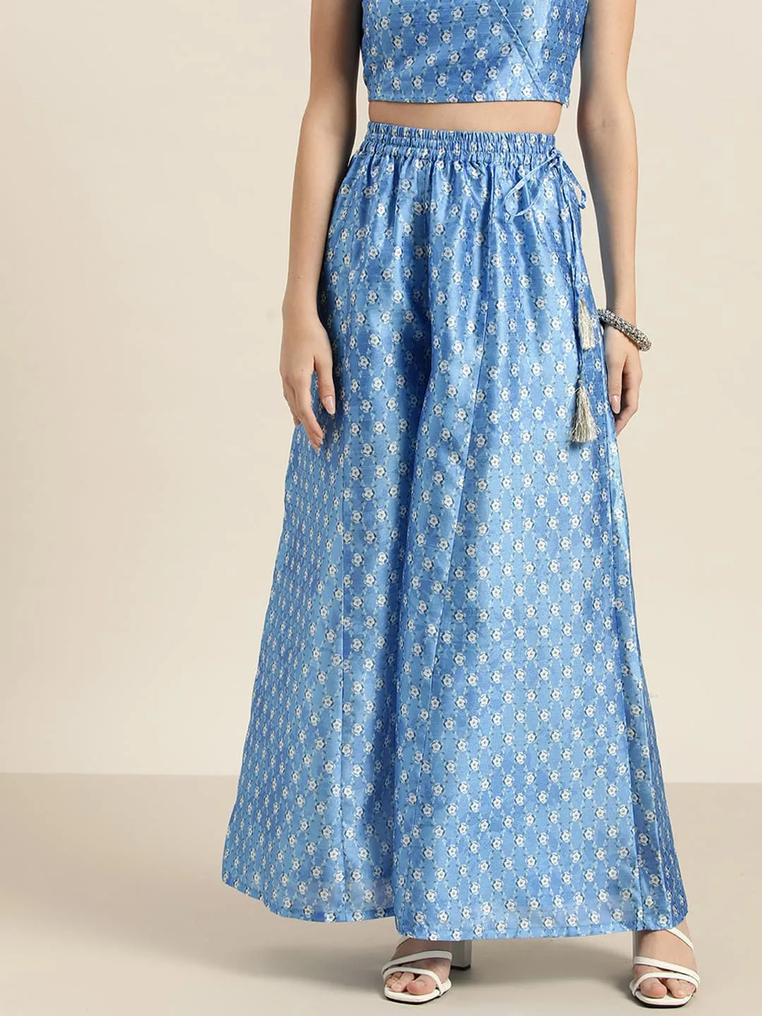 Blue Geo Floral Kali Palazzo Pants