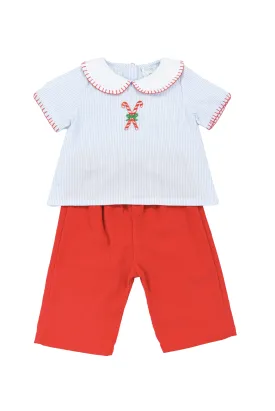 Boys Classic Candy Canes Pants Set