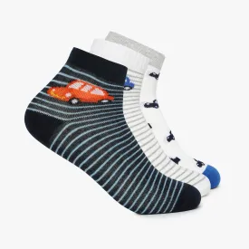 Boys Cotton Blend Ankle Length Socks (Pack of 3)