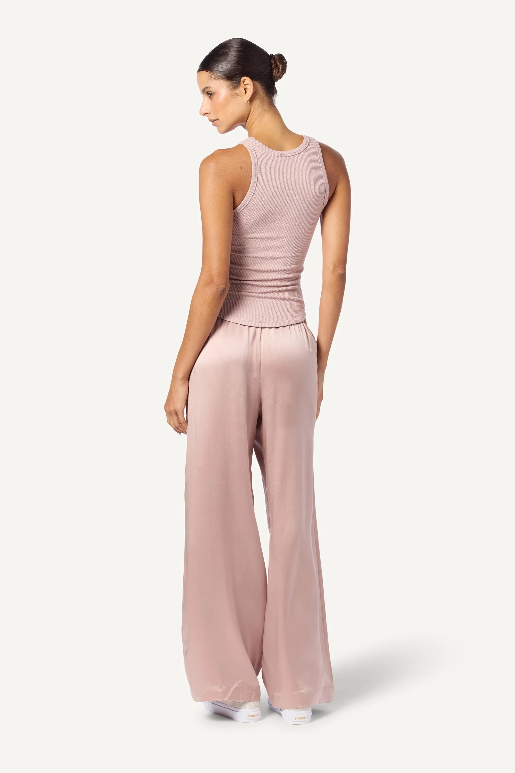 BRYNN  WIDE LEG SILK PANT | ADOBE ROSE