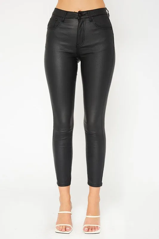 Button faux leggings