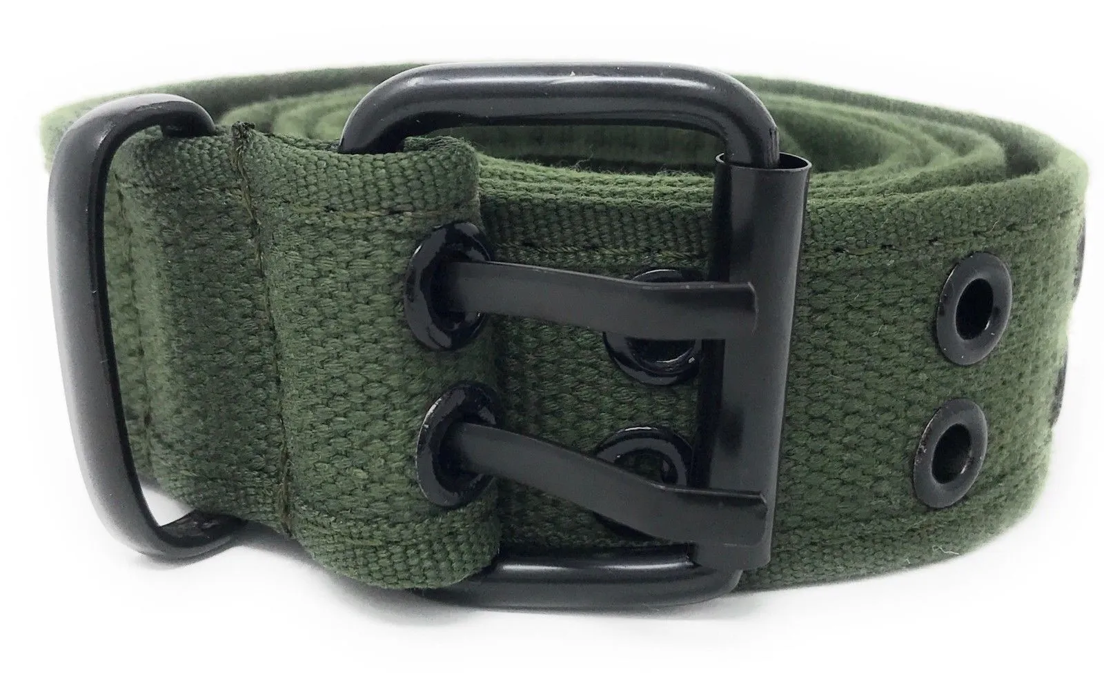 Casaba Canvas Belts Double Row 2 Holes Grommet Fabric Military Mens Women Unisex