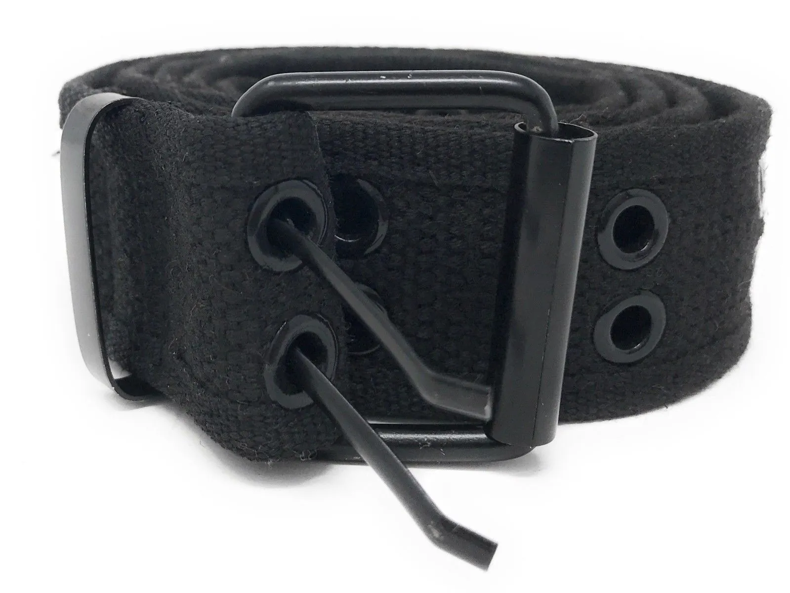 Casaba Canvas Belts Double Row 2 Holes Grommet Fabric Military Mens Women Unisex