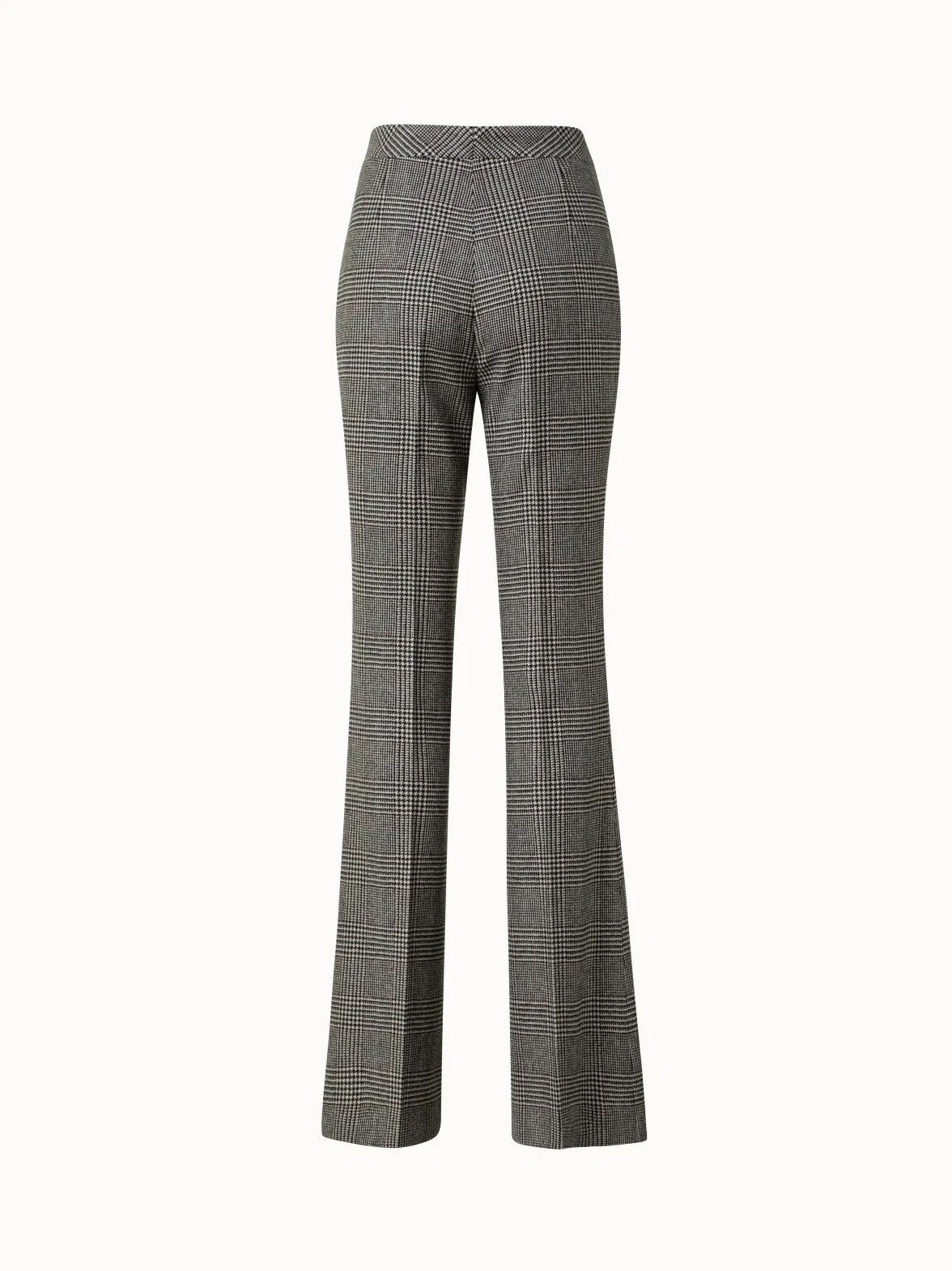 Cashmere Bootcut Pants with Prince of Wales Check