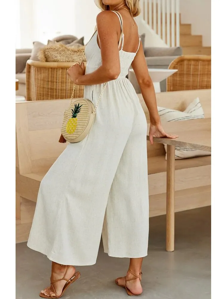 Casual Hollow Out Wide Leg Jumpsuit