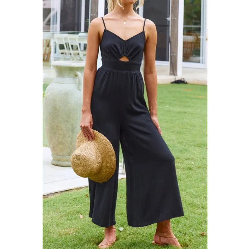 Casual Hollow Out Wide Leg Jumpsuit