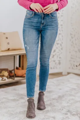 Catherine Cello High Rise Medium Wash Distressed Skinny Jeans