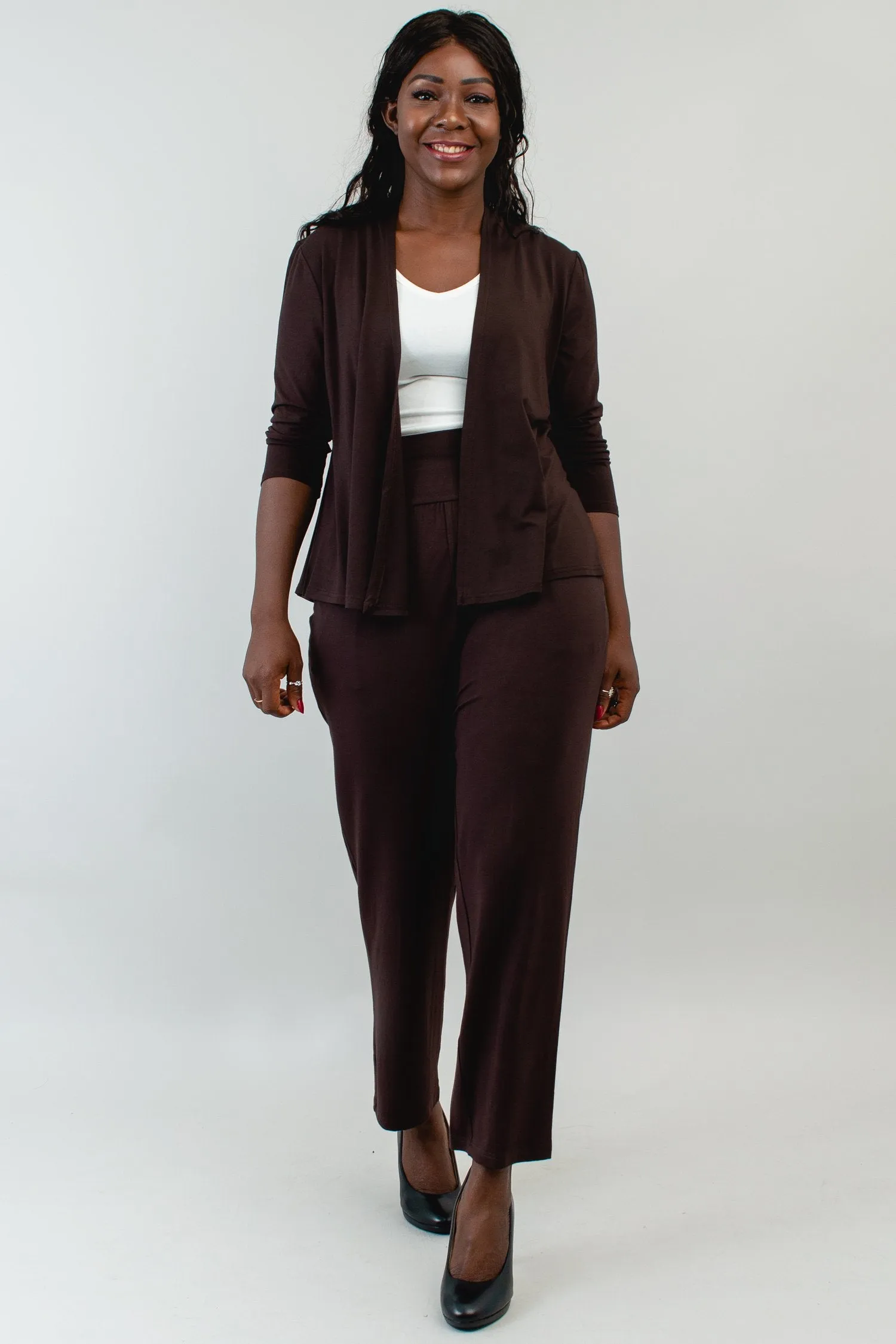 Clair Petite Pant, Coffee, Bamboo