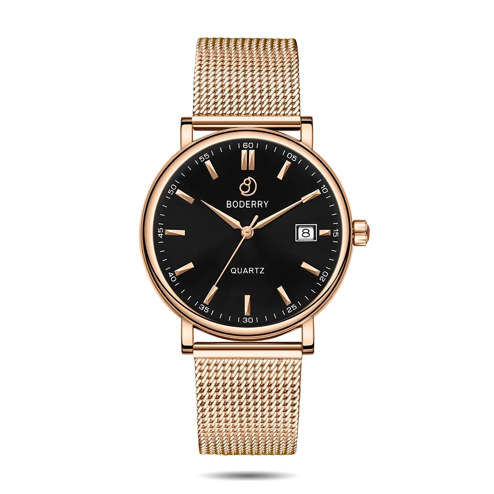 CLASSIC 40MM - Swiss Quartz Movement Watch |  Gold Case & Mesh Strap