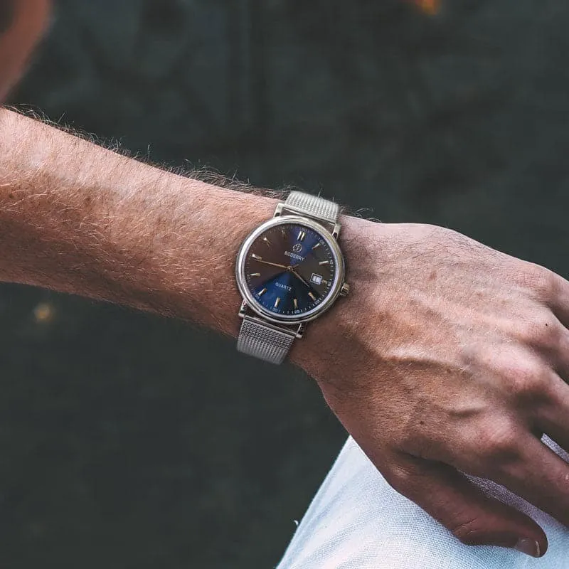 CLASSIC 40MM - Swiss Quartz Movement Watch | Silver Case & Mesh Strap