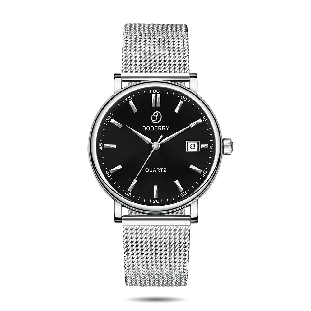 CLASSIC 40MM - Swiss Quartz Movement Watch | Silver Case & Mesh Strap