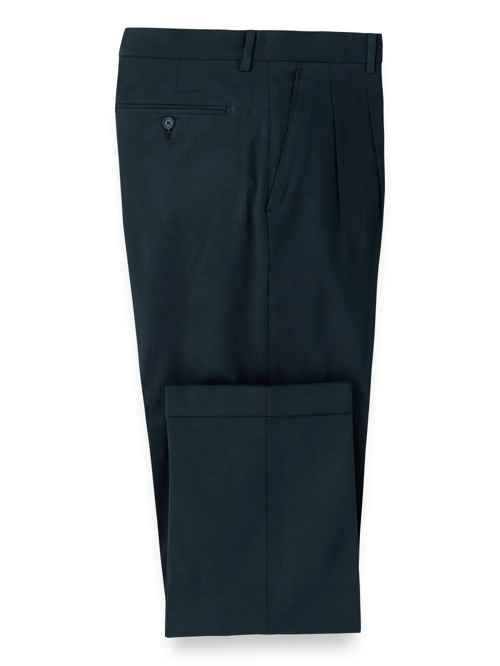 Classic Fit Cotton Stretch Twill Pleated Pants